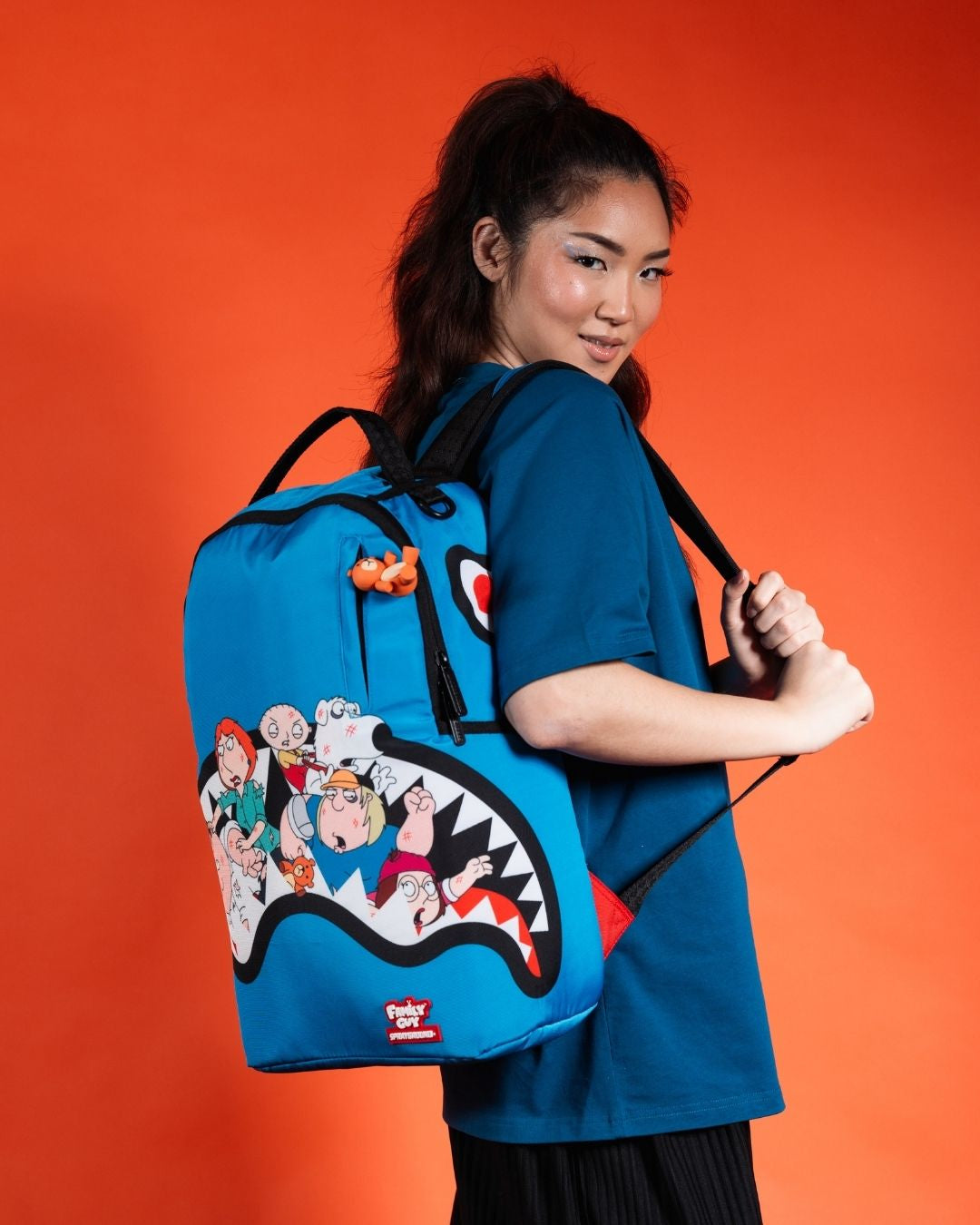 Bruiser Backpack by Sprayground, featuring a unique Family Guy edition design and durable 900D Polyester Fabric.