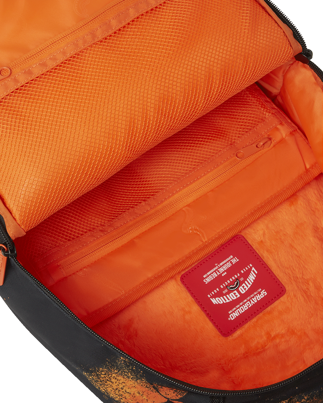 Cheetos Shark Runner backpack displayed against city skyline, highlighting its ergonomic design