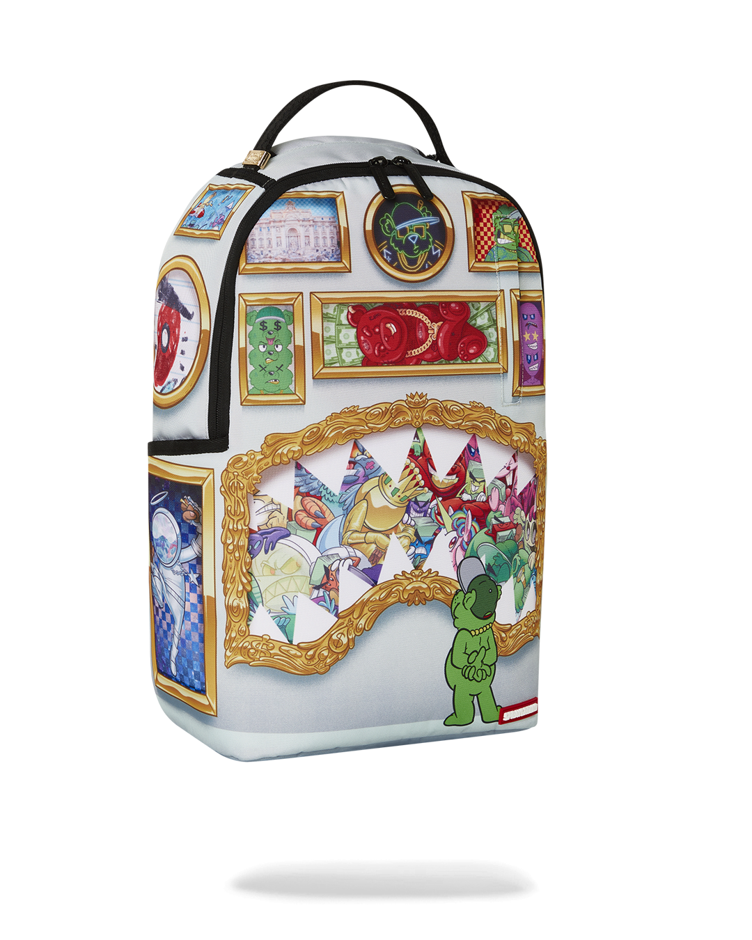 MONEYBEAR Critique Backpack with stylish gold zippers and side pockets.