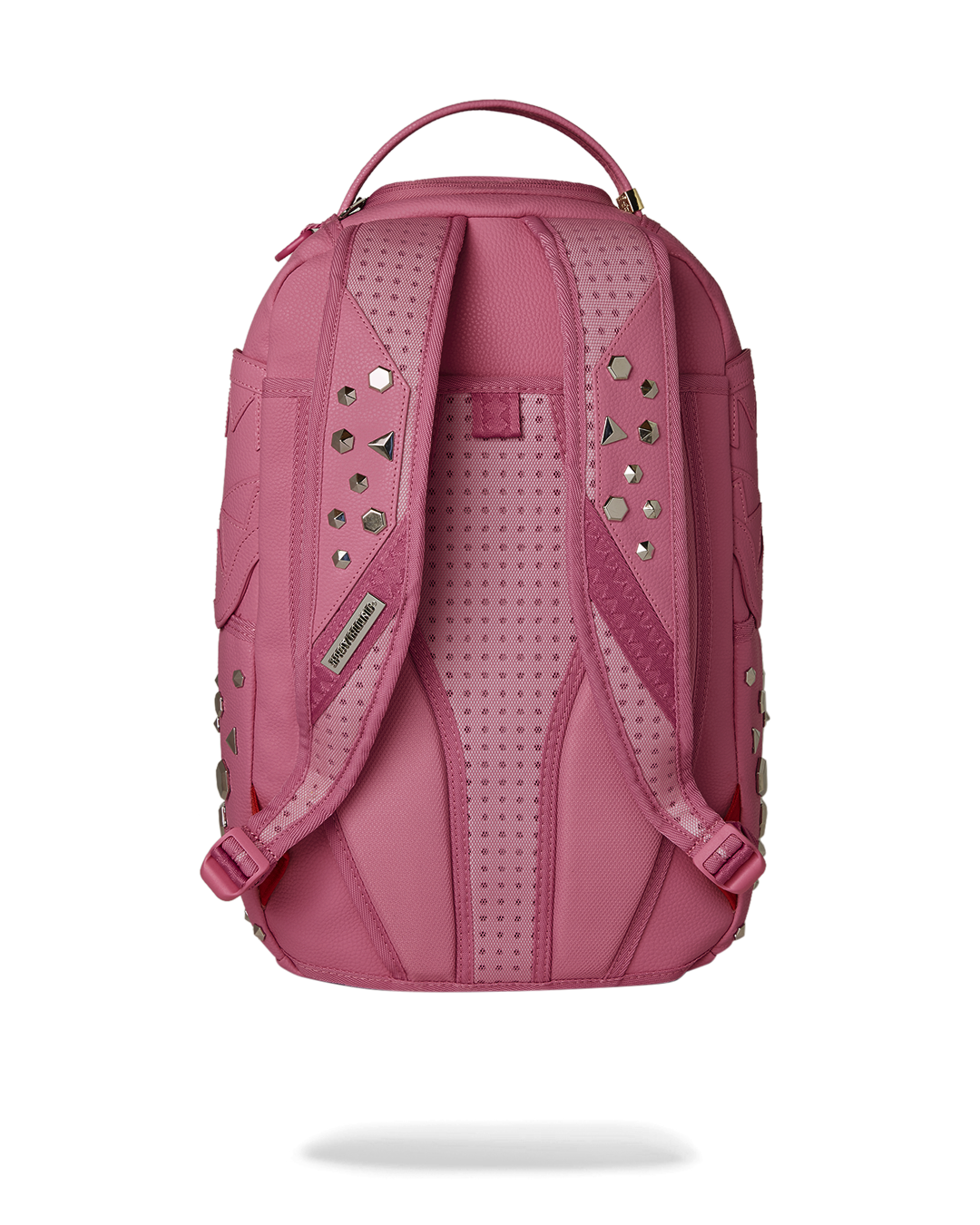 Faux leather backpack with plush bear accent, front view