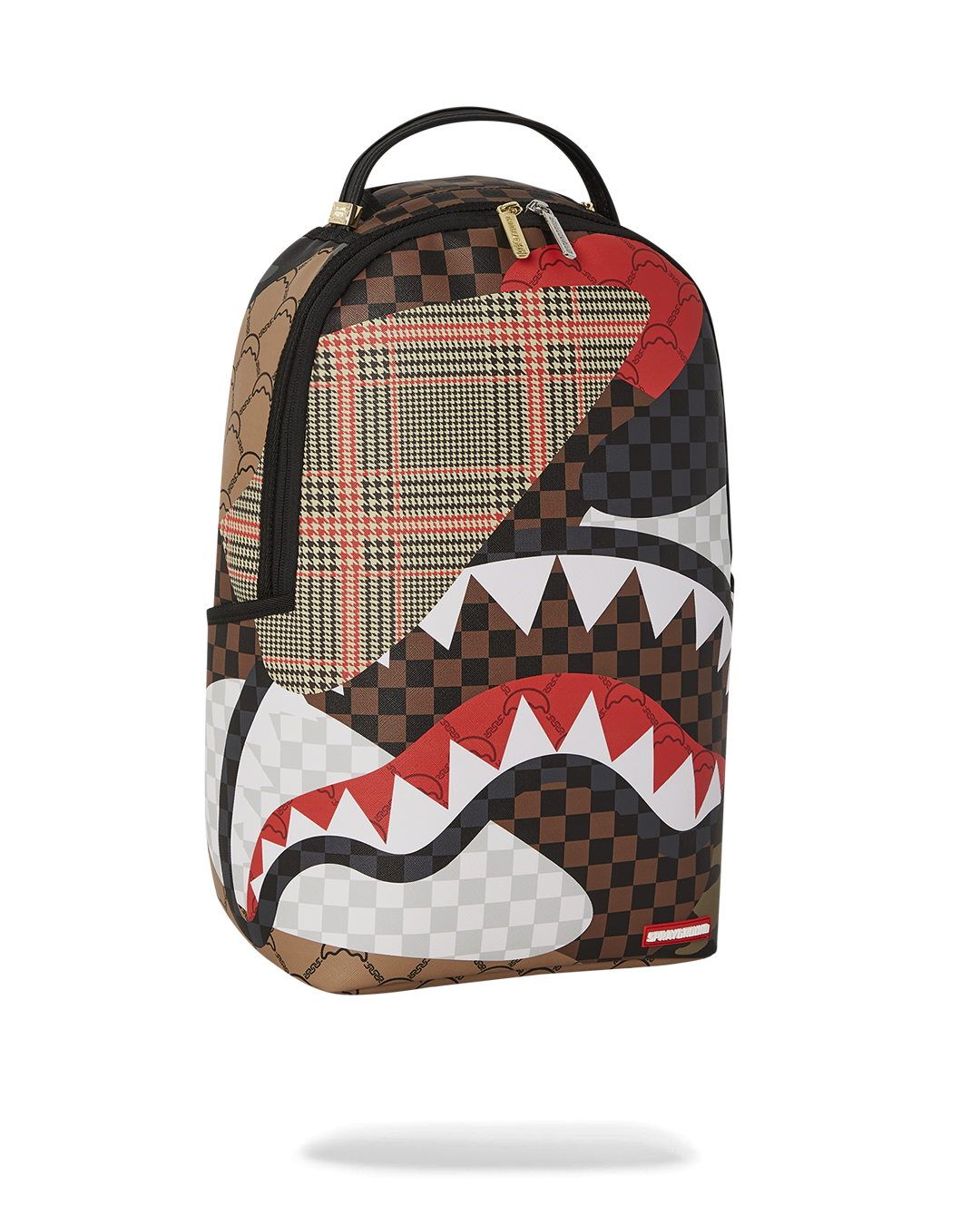 Side view highlighting water-resistant faux leather and adjustable straps