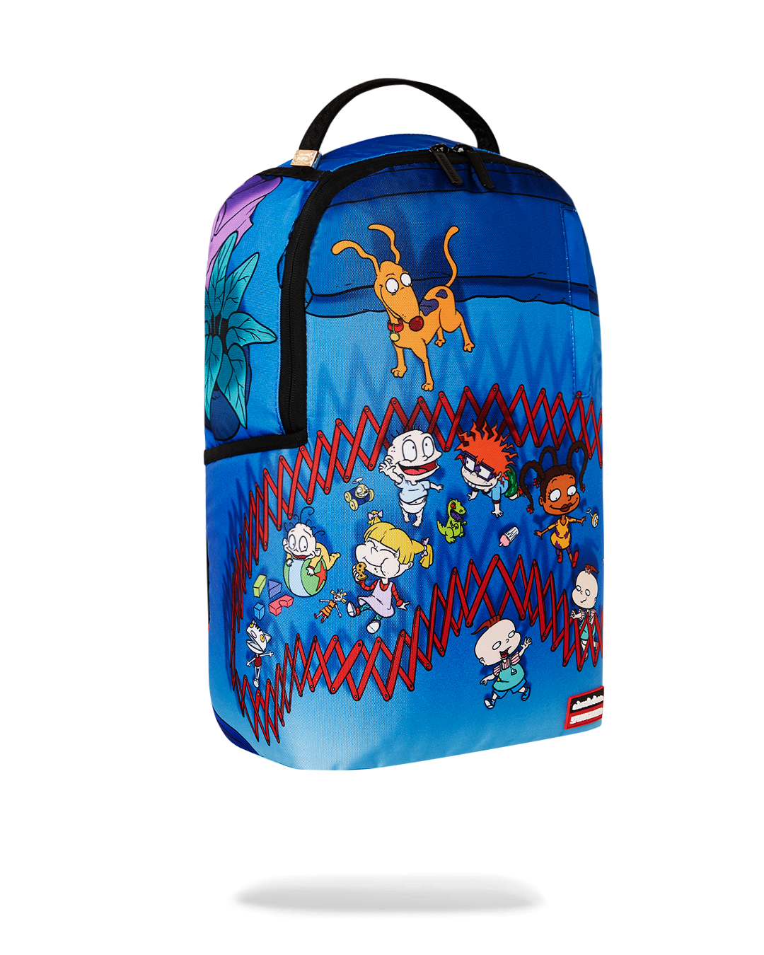 Interior layout of the clear Sprayground backpack with laptop compartment.