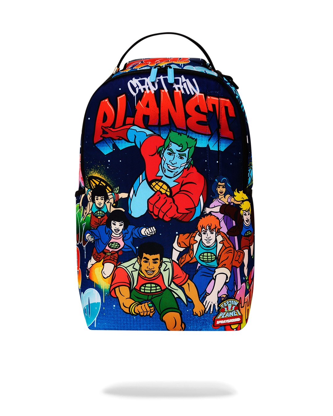 Front view of the Captain Planet DLXSR Backpack showcasing its vibrant design.