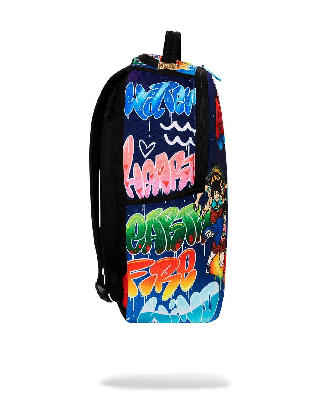 Side view of the Captain Planet DLXSR Backpack with pockets and features visible.
