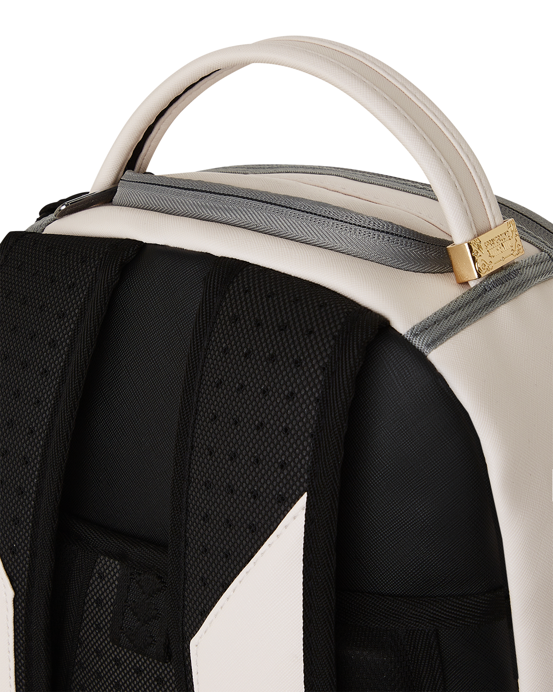 Interior layout of designer backpack with velour laptop sleeve and organizer pocket