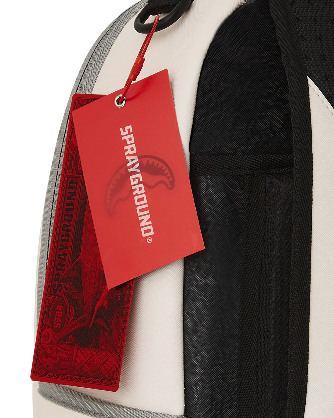 Back panel of faux leather backpack showing ergonomic mesh padding and adjustable straps