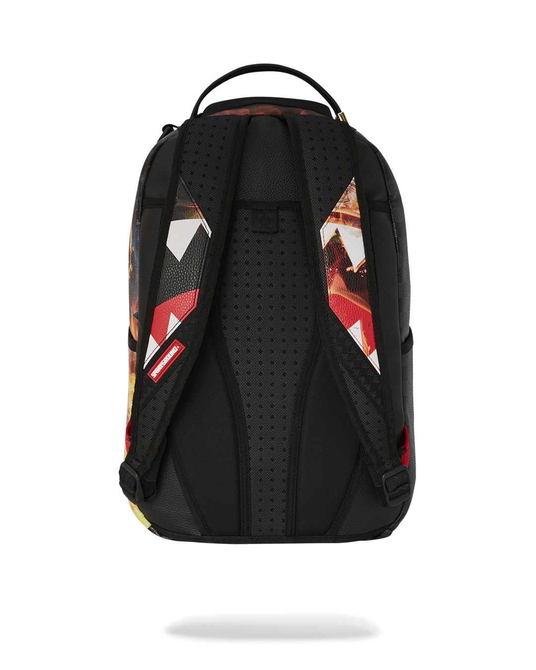 Faux leather backpack for women shown with laptop compartment open