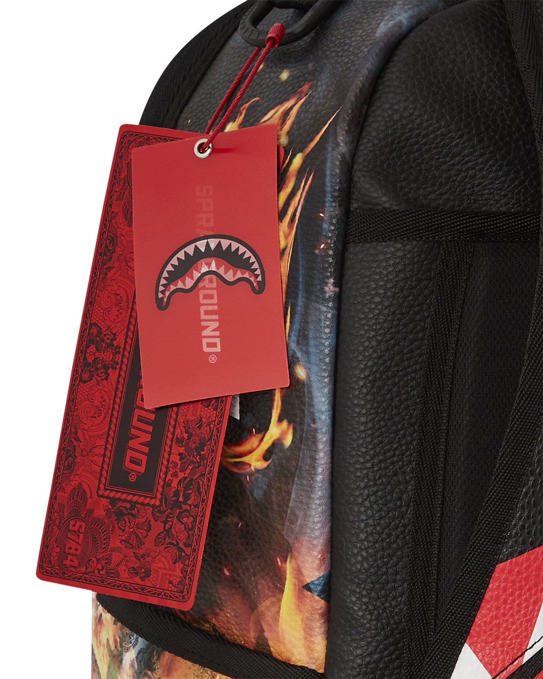 Faux leather backpack for women shown with laptop compartment open