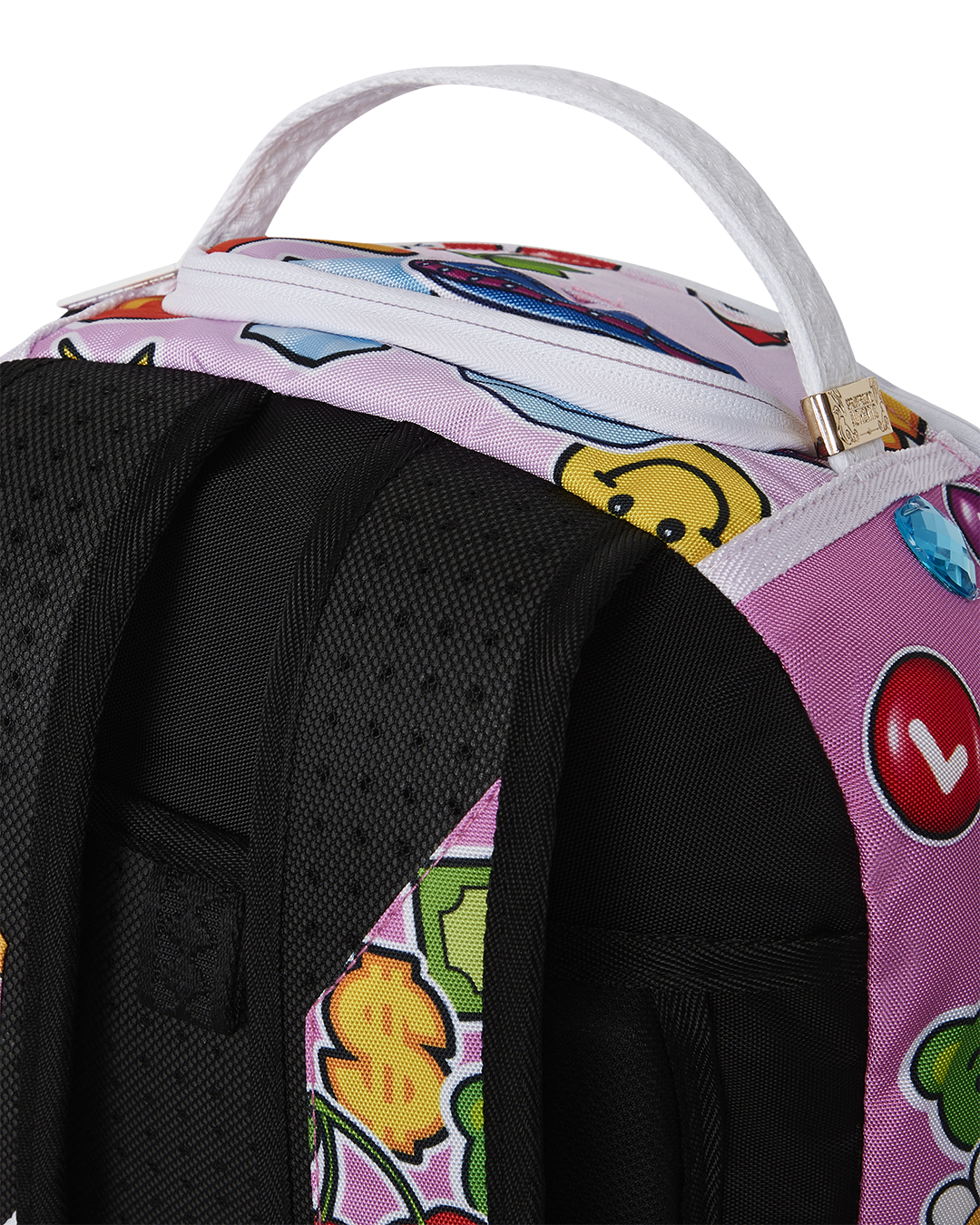 Interior view of luxury backpack showing velour laptop compartment.