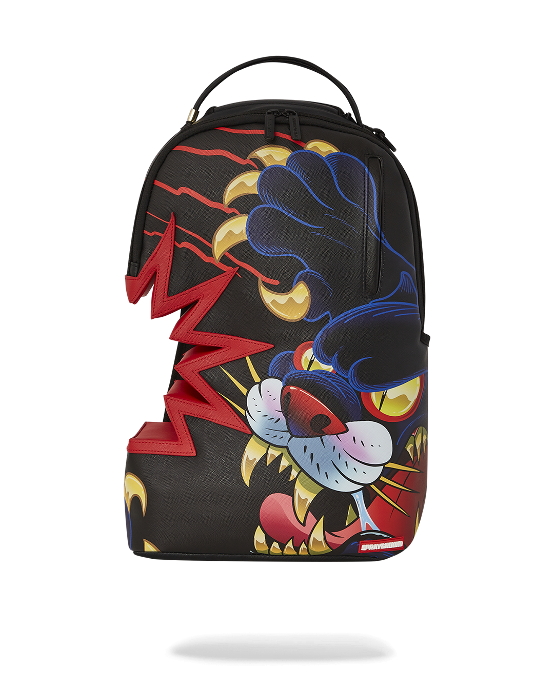 Sprayground Side Bite Backpack worn over a shoulder in an urban setting