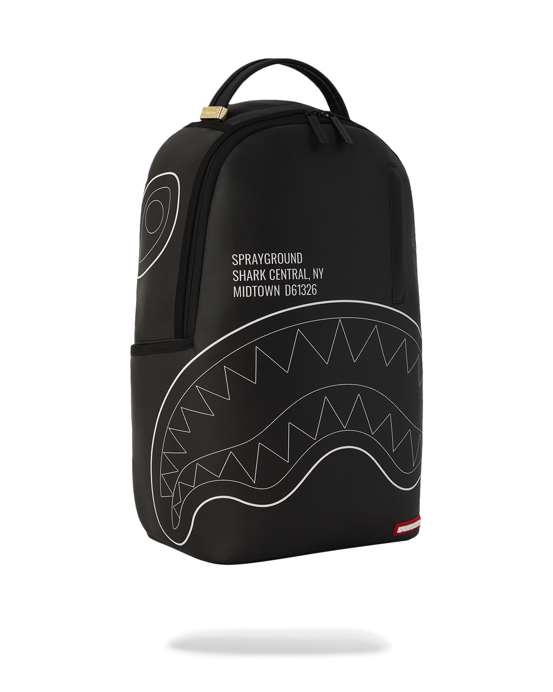 Backpack open to show the velour laptop compartment and interior organization