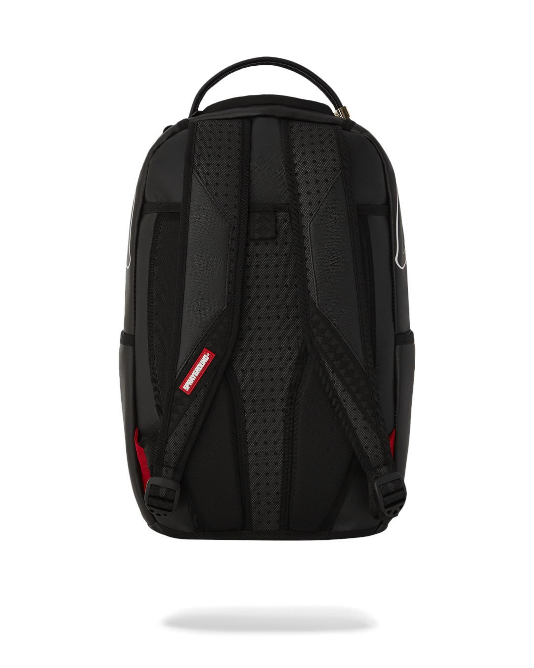 Shark Central faux leather backpack worn by a woman in a city setting