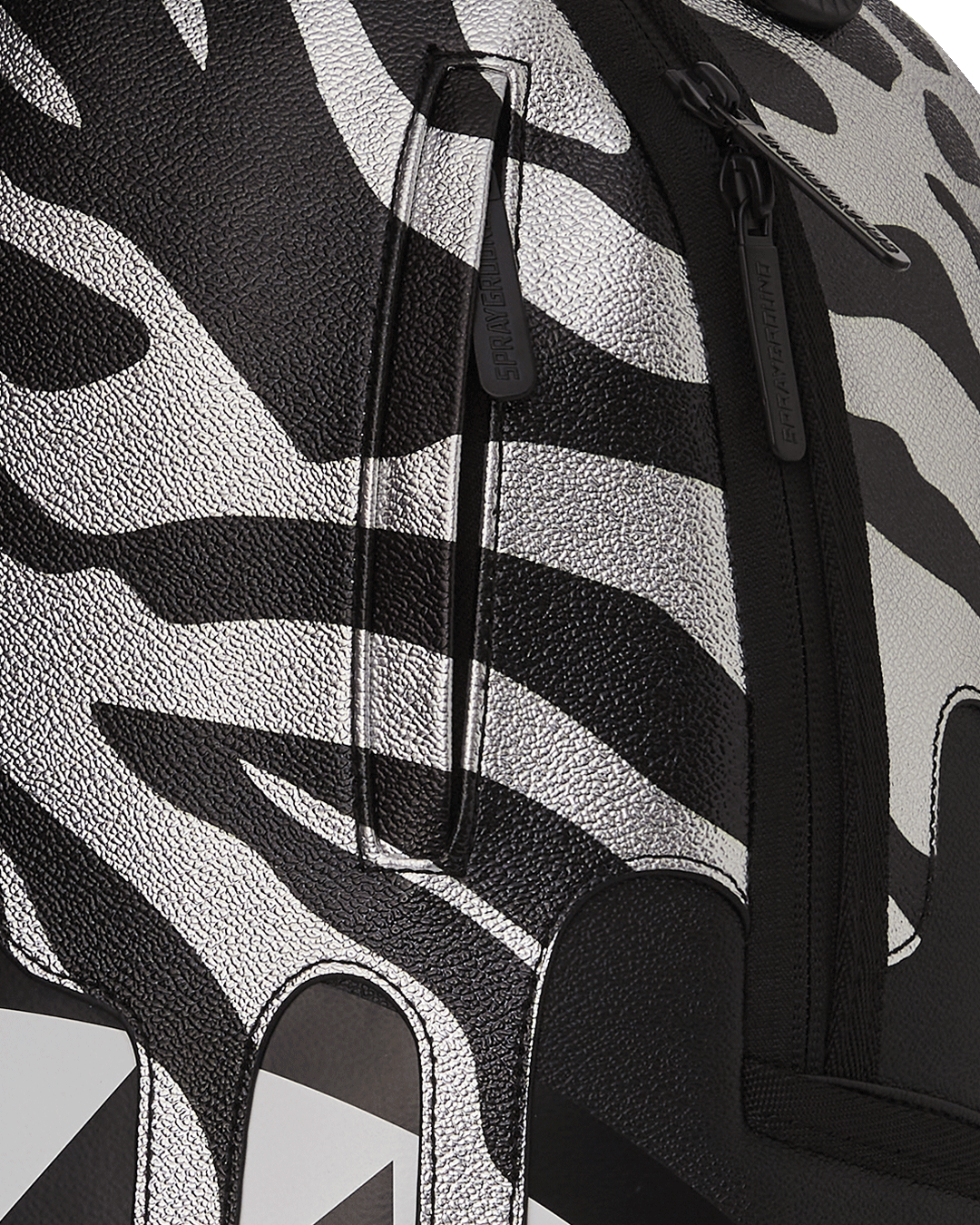 Faux leather backpack with front zipper pocket and side pockets, perfect for daily commutes.