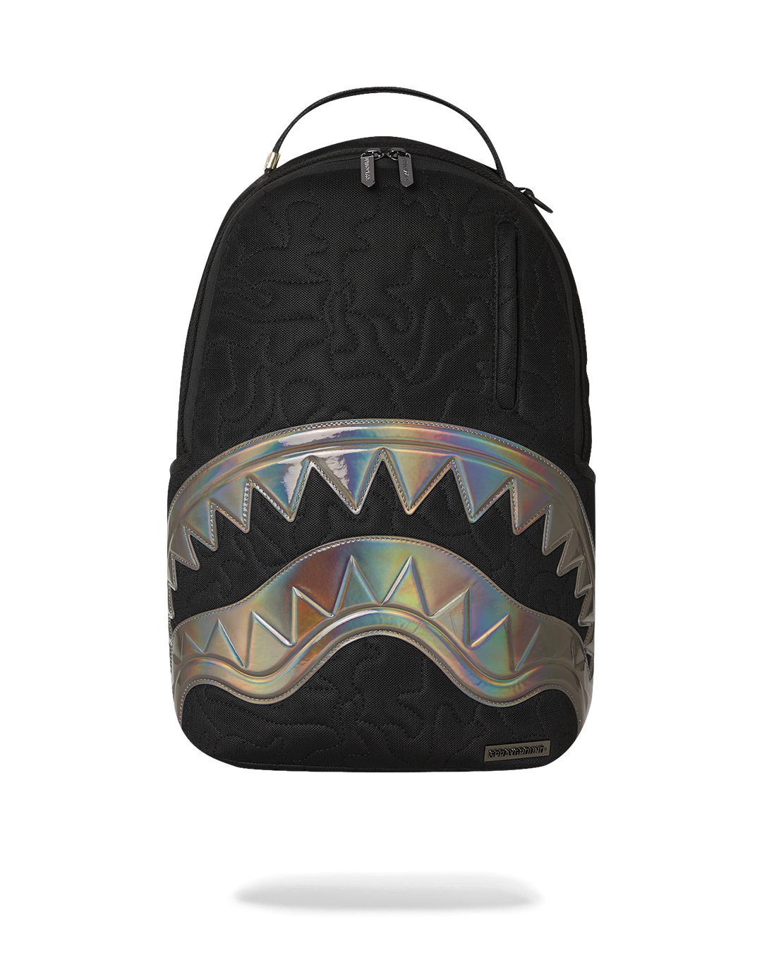 Front view of the Hyper Quilt Electron DLXS luxury faux leather backpack with gold zippers