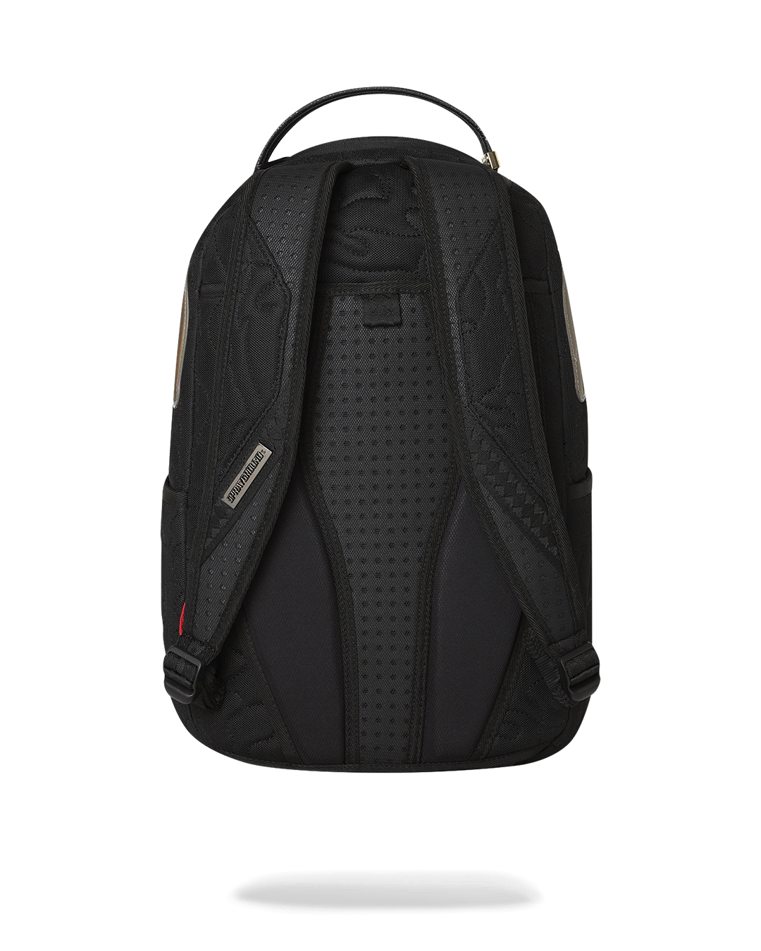 Front view of the Hyper Quilt Electron DLXS luxury faux leather backpack with gold zippers