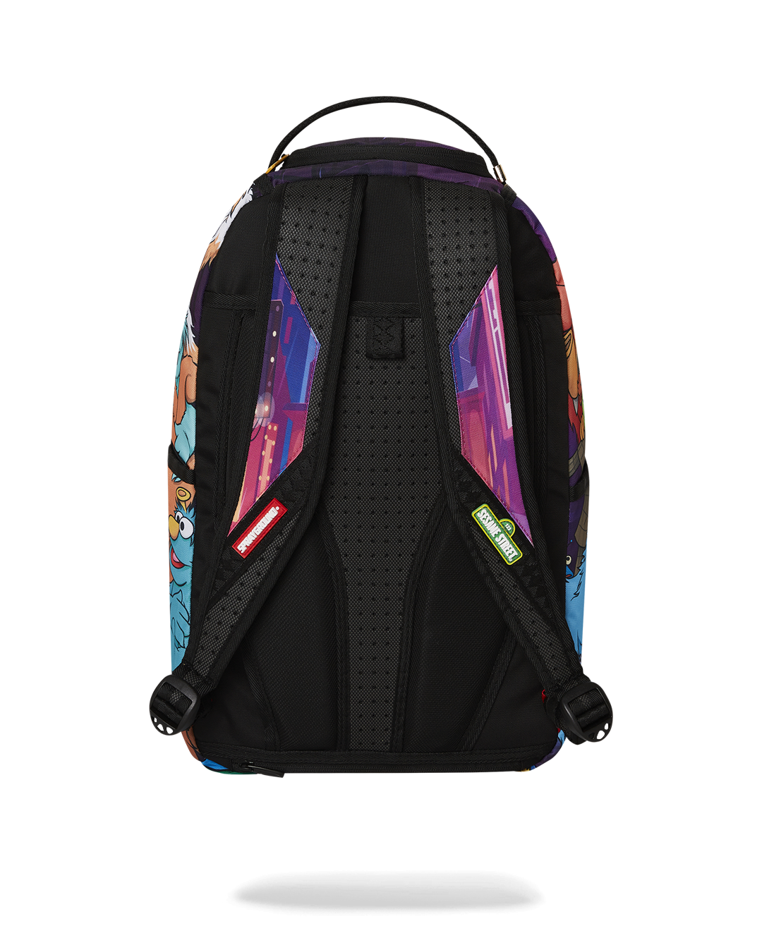 Side angle showing mesh padding and adjustable straps on kids backpack