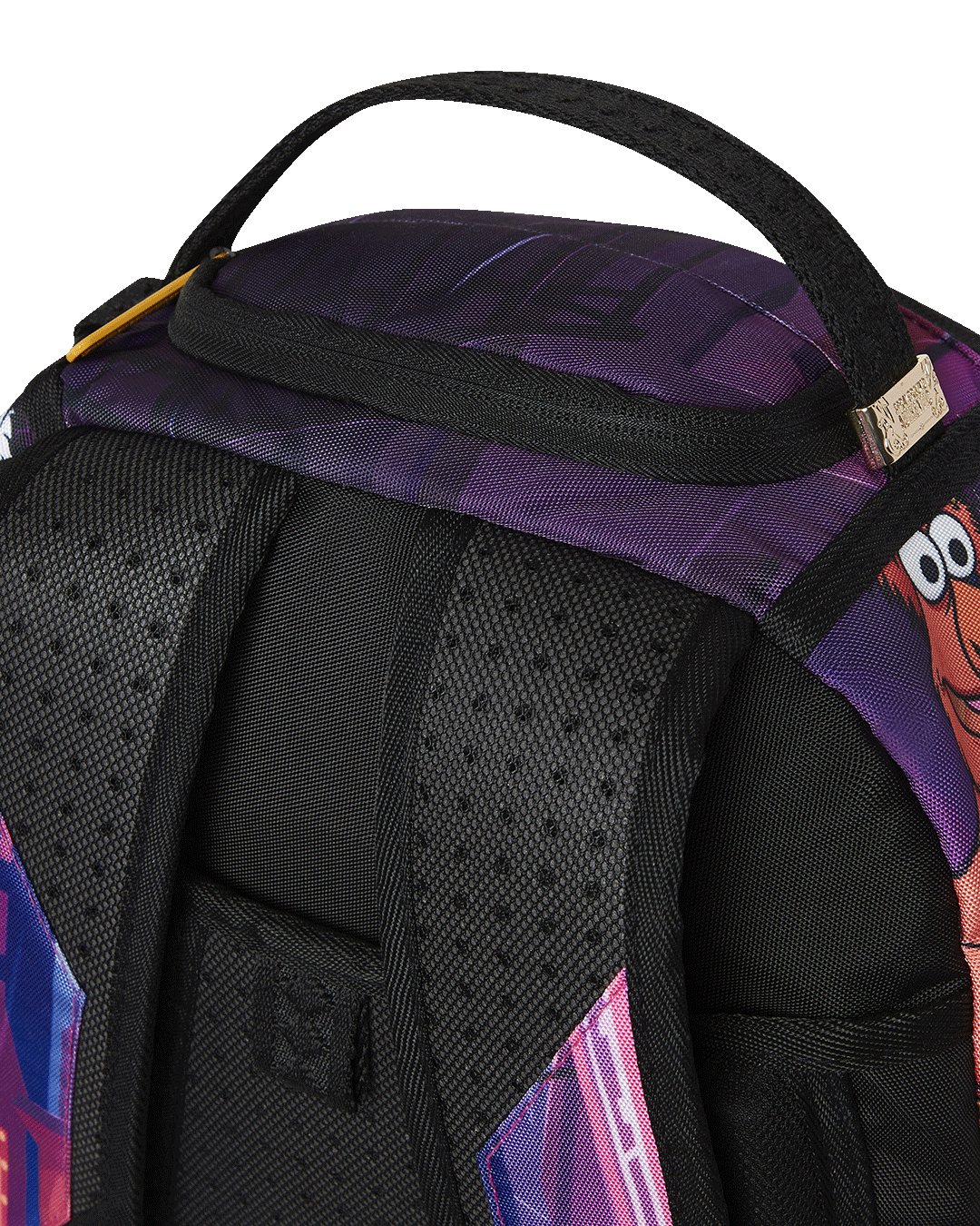 Side angle showing mesh padding and adjustable straps on kids backpack
