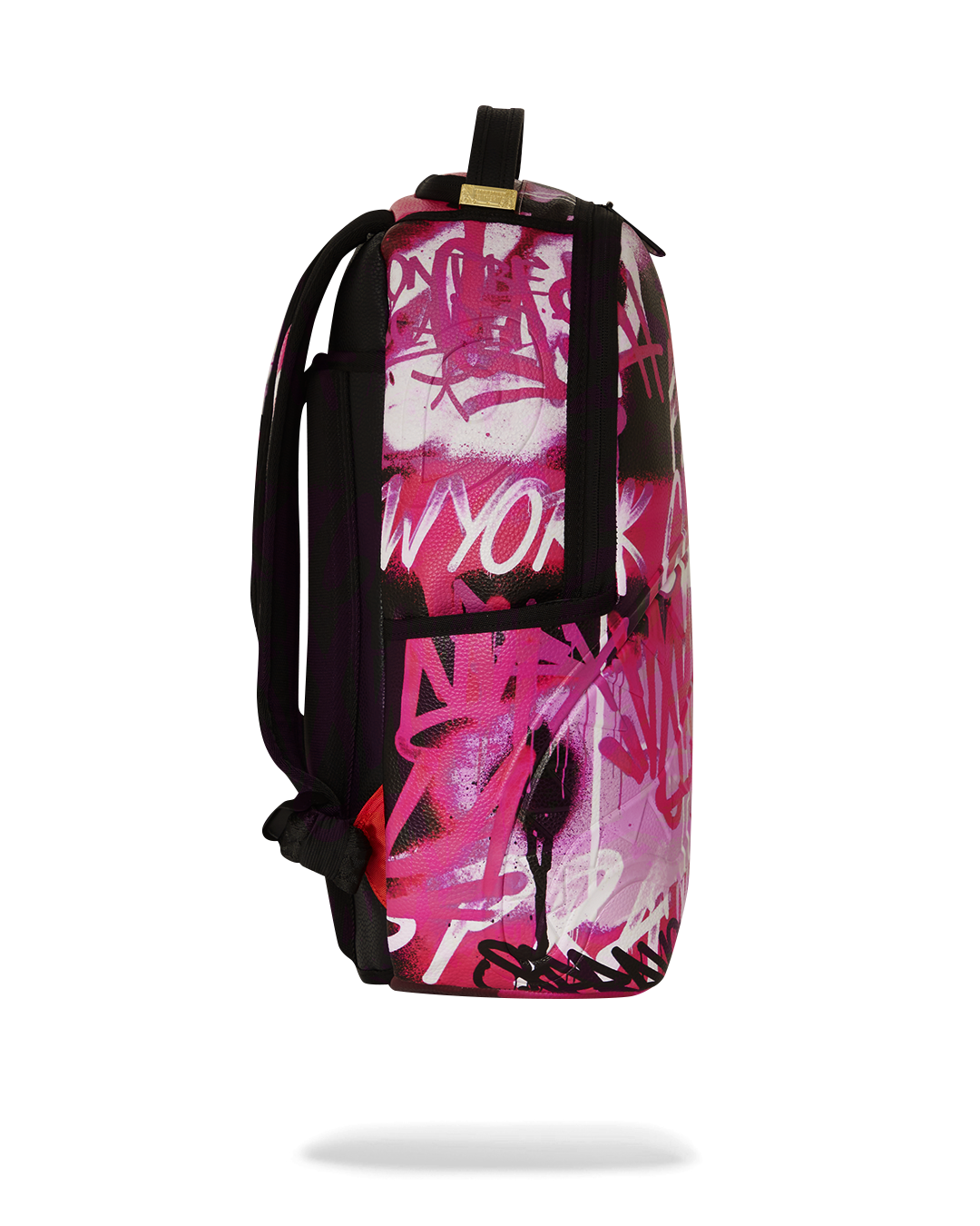 Side view of the backpack highlighting adjustable straps and pockets