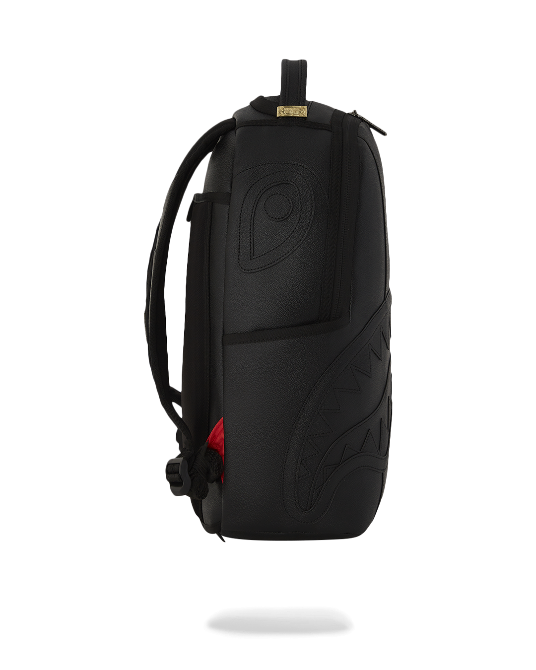 Interior view of the faux leather mini backpack with laptop compartment.