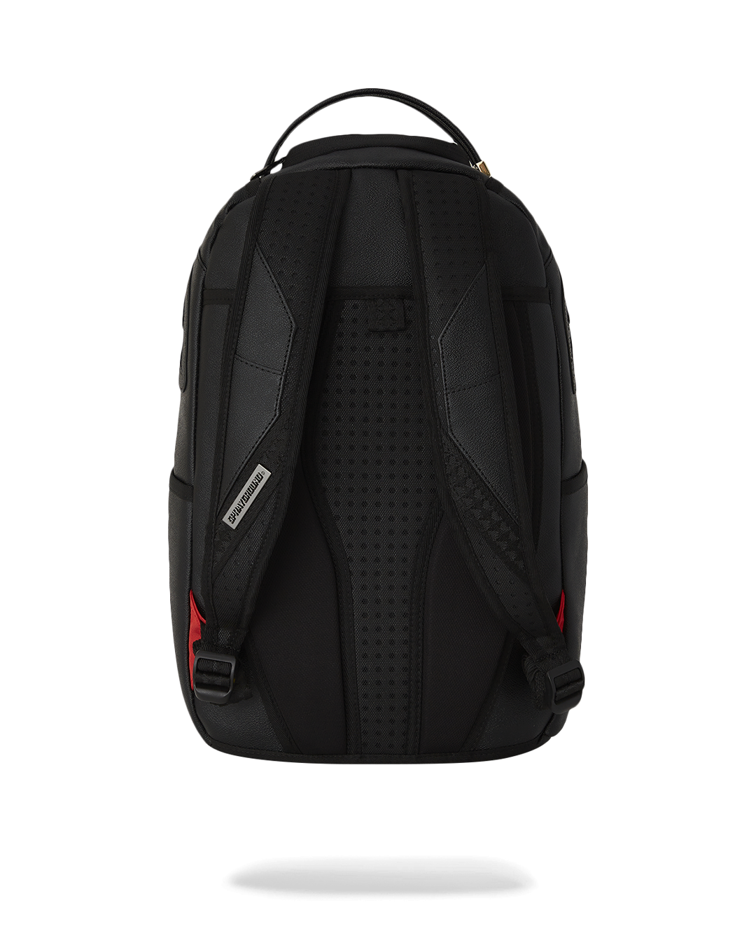 Dark Knight embossed backpack showcasing front zipper and side pockets.