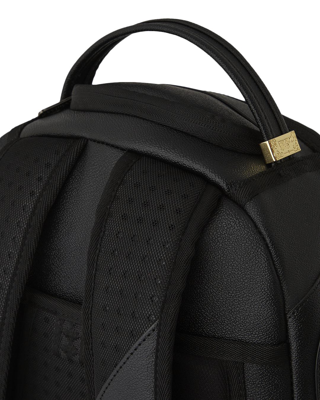 Interior view of the faux leather mini backpack with laptop compartment.