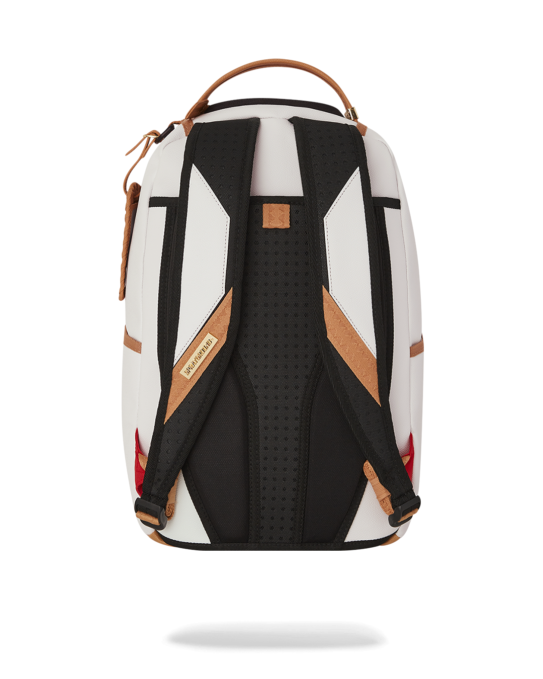 Front view of the JetCopter faux leather backpack with multiple pockets