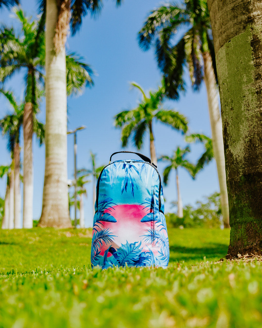 Ergonomic design of Miami Sunset Deluxe Backpack with adjustable straps