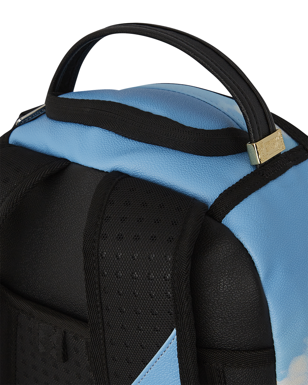 Sprayground Shark Island Faux Leather Backpack in pink, showcasing its durable faux leather and sleek design