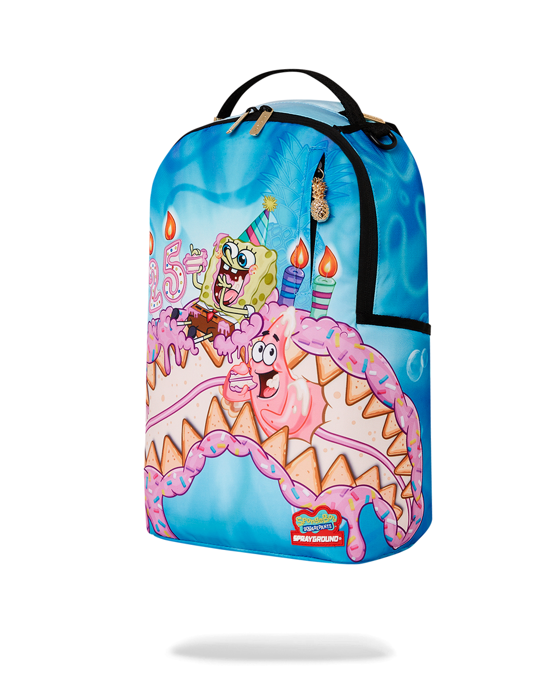 Interior view of the deluxe SpongeBob backpack featuring laptop compartment.