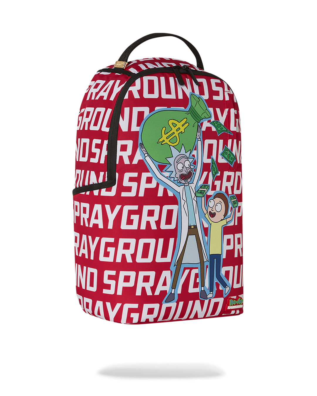 Back view of ergonomic Rick and Morty backpack with adjustable straps.