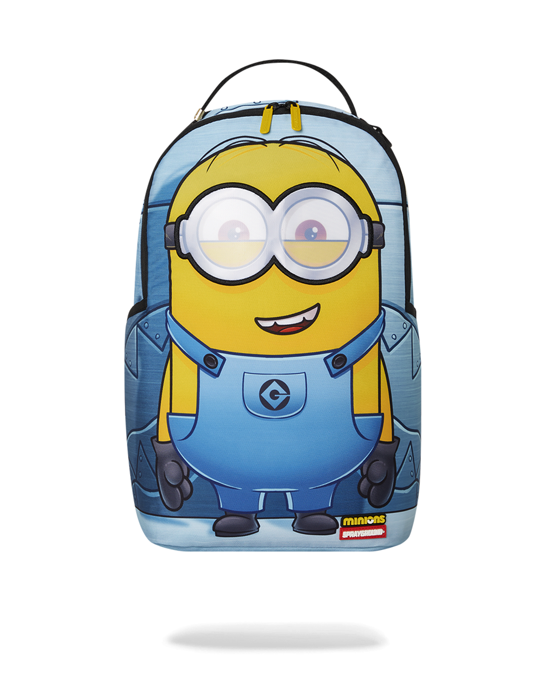 Close-up of Minions eye swap feature on plush toy