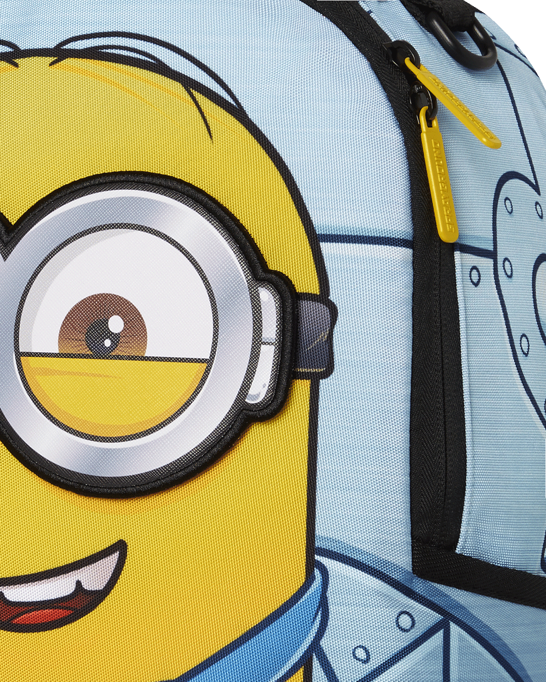 Close-up of Minions eye swap feature on plush toy