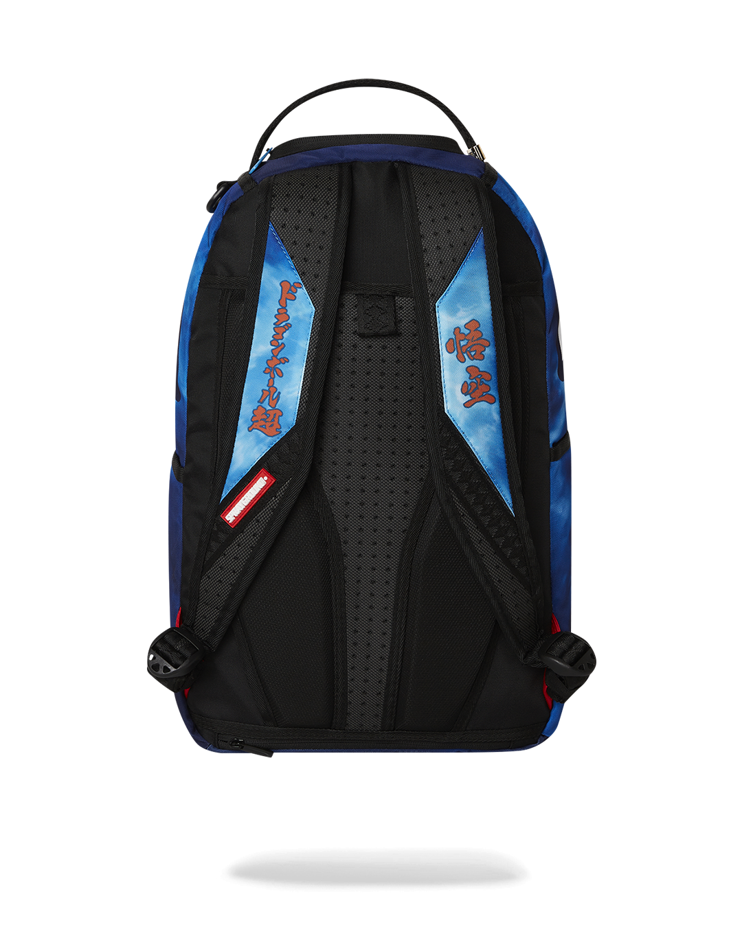 Front view of Goku backpack with animated Kamehameha design