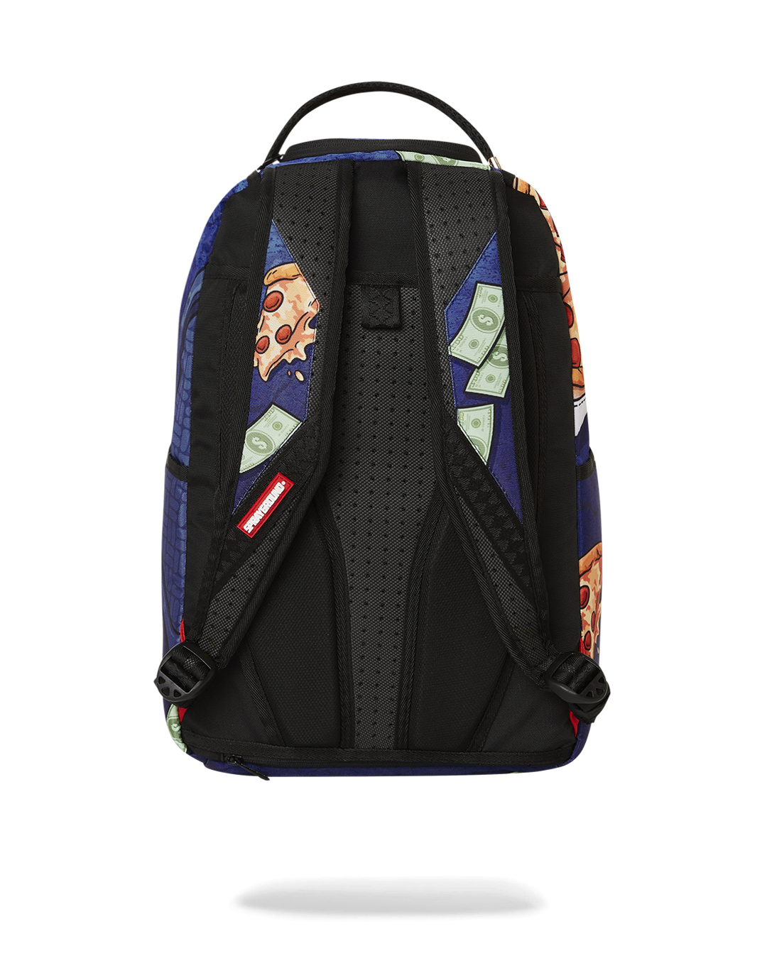 TMNT Sewer Cap Deluxe Sprayground Backpack pink front view, showing the front zipper pocket.
