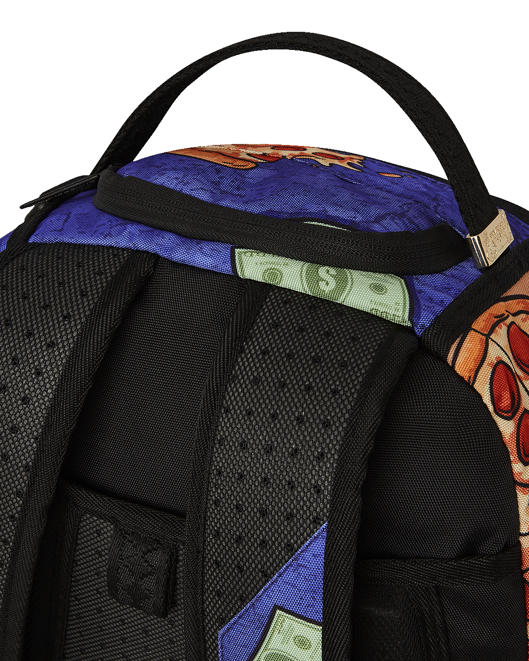 TMNT Sewer Cap Deluxe Sprayground Backpack pink front view, showing the front zipper pocket.