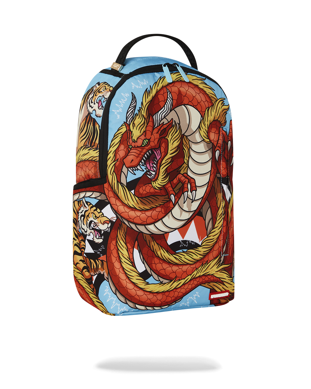 Side view of the backpack highlighting side pockets and adjustable straps