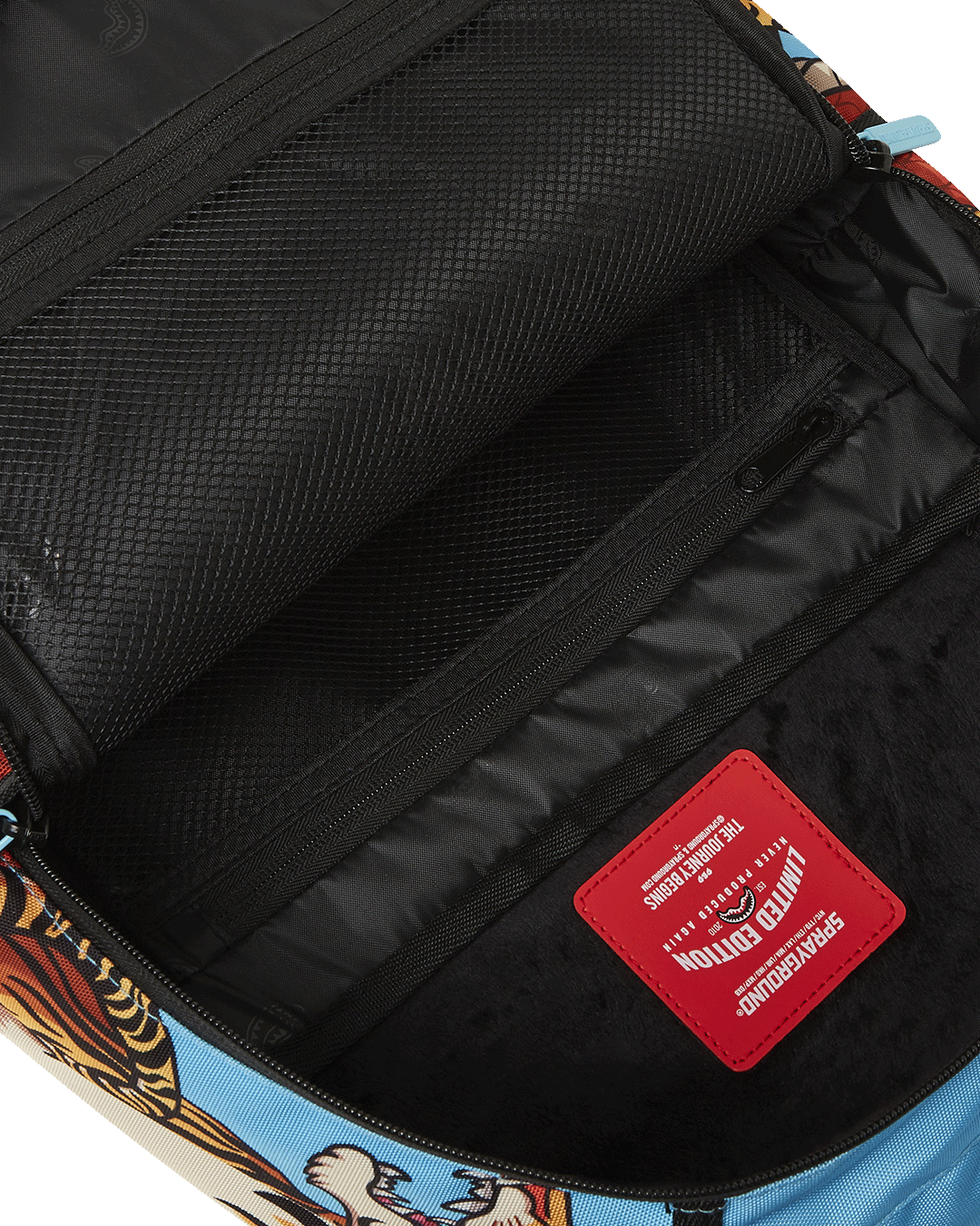 Side view of the backpack highlighting side pockets and adjustable straps