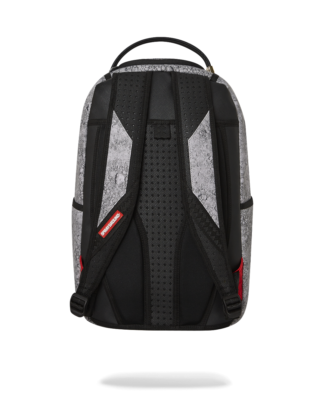 Sprayground NASA backpack with 3D molded design and faux leather material, shown from the front.