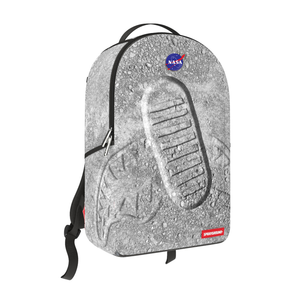Sprayground NASA backpack with 3D molded design and faux leather material, shown from the front.