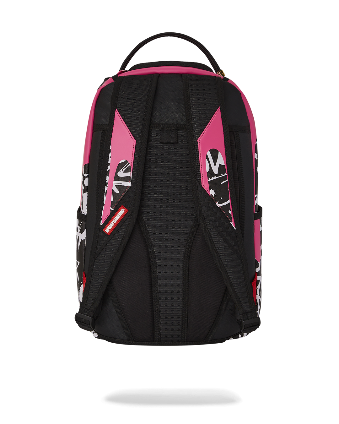 Front view of Seaside Luxe faux leather laptop backpack with gold zippers.