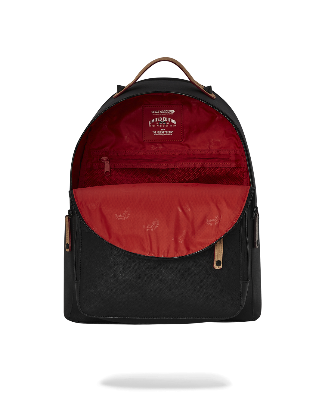 Front view of vegan leather backpack styled for daily use