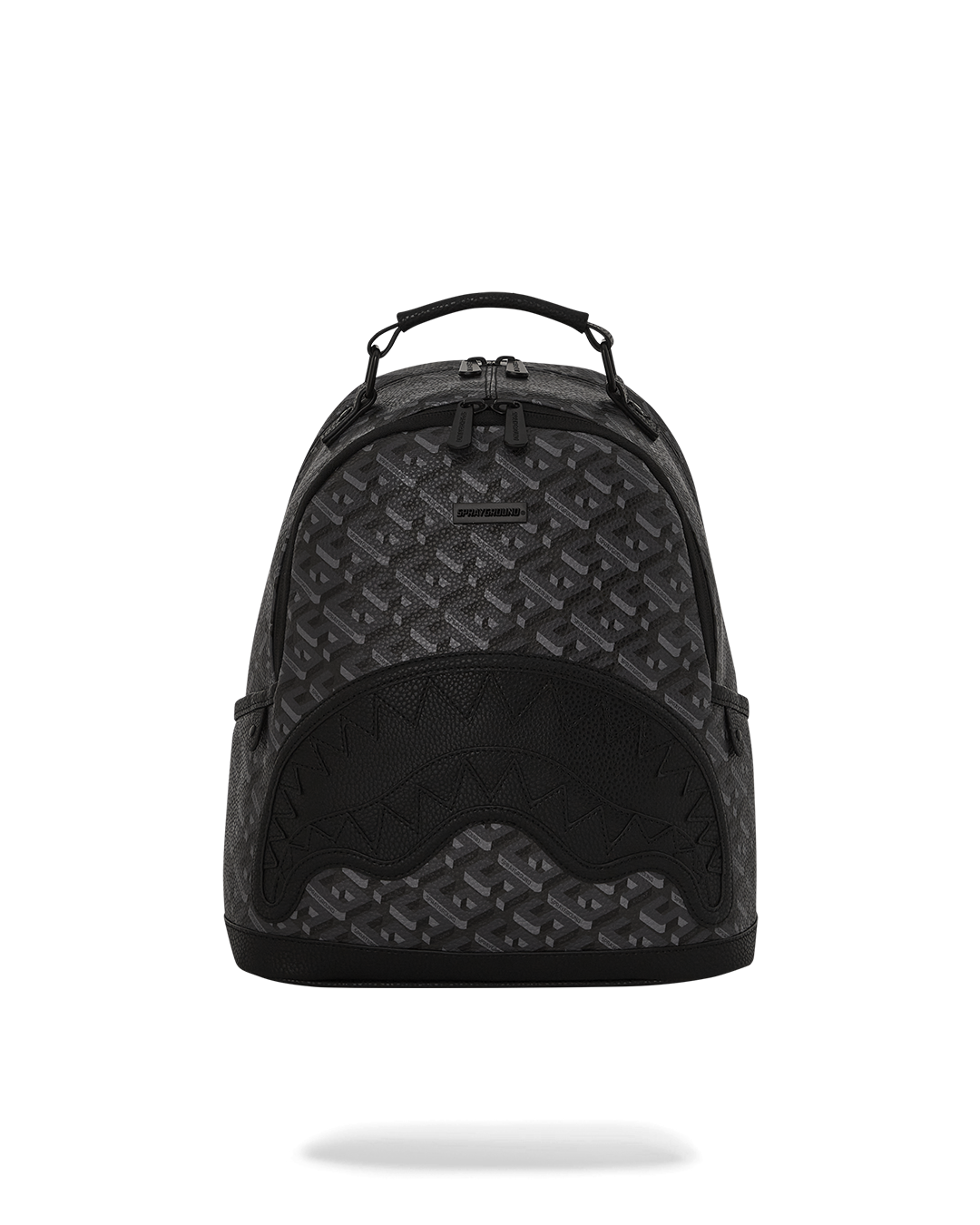 Side view of the men's leather backpack showing adjustable straps and water-resistant faux leather exterior