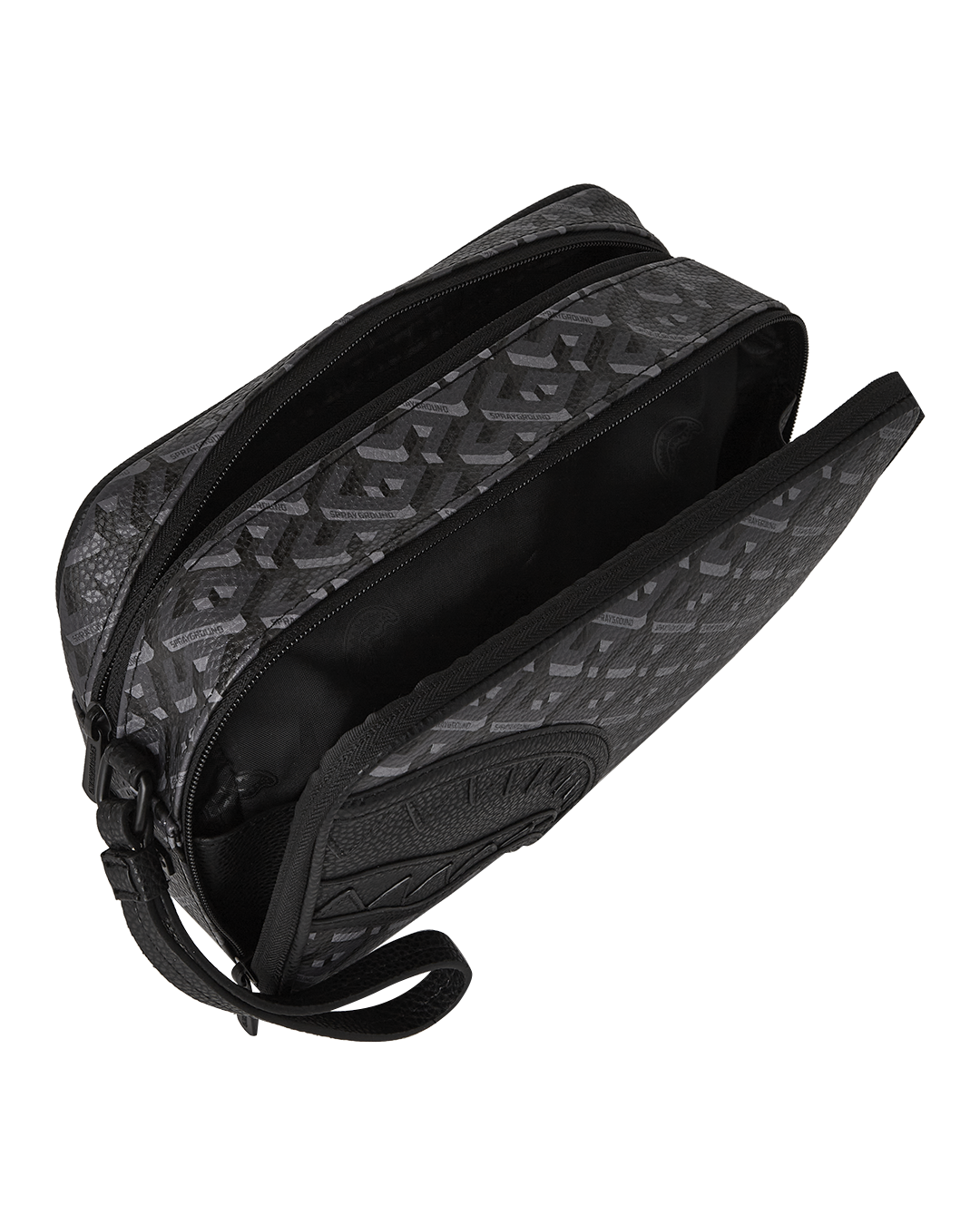 Leather crossbody bag with shark-shaped cargo pocket, stylish travel pouch