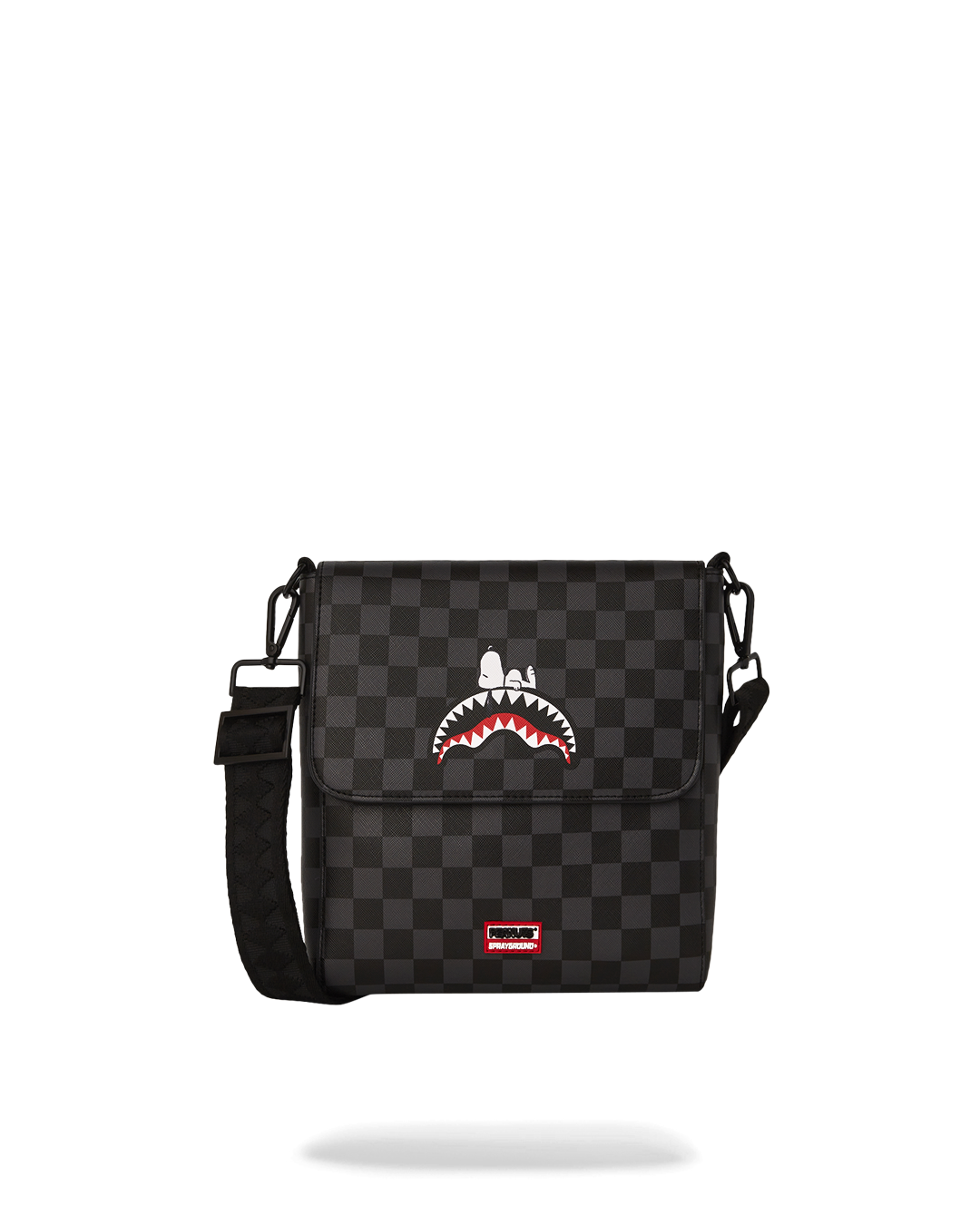 Front view of the stylish faux leather sling bag with adjustable strap