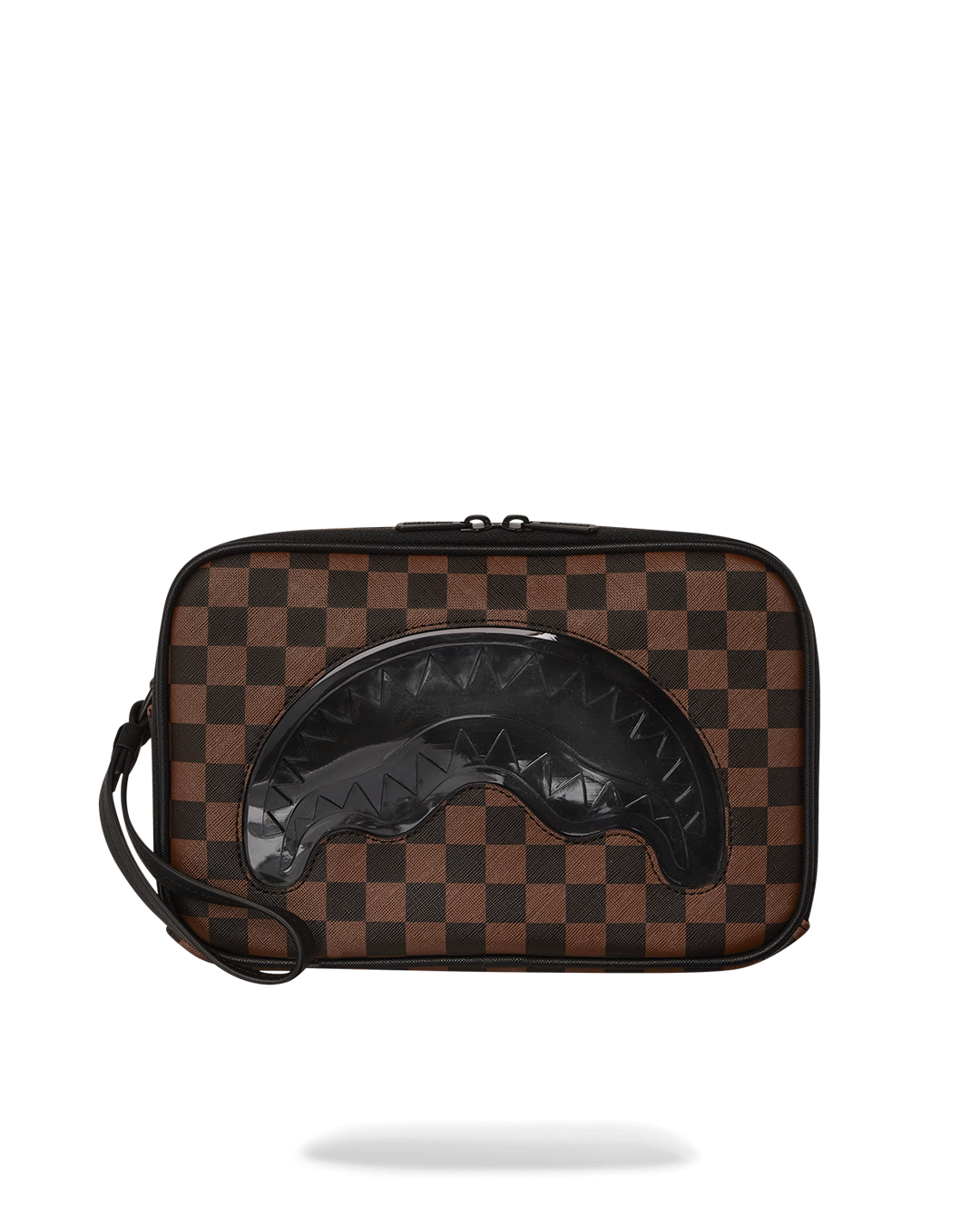 Travel bag packed with toiletries next to a golf bag