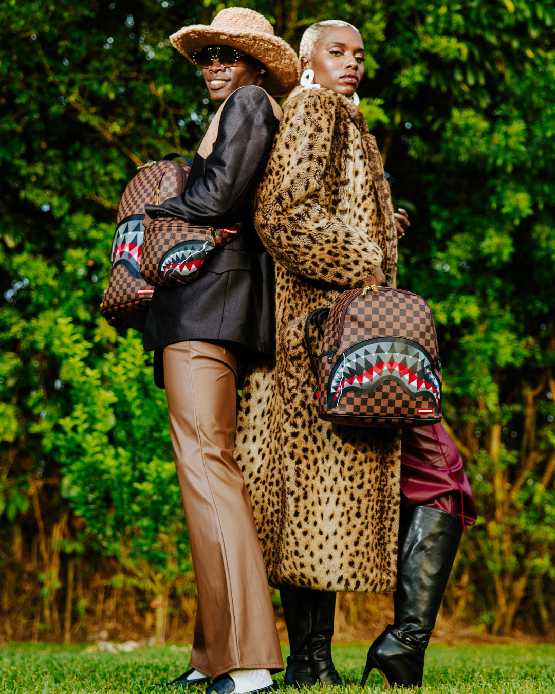 Front view of the savage faux leather backpack featuring a lenticular design.