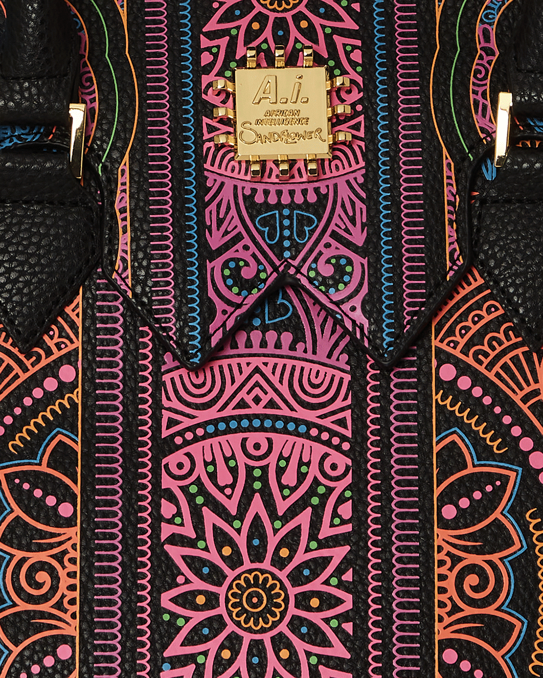 Interior detail of zippered pocket in eco-conscious designer handbag