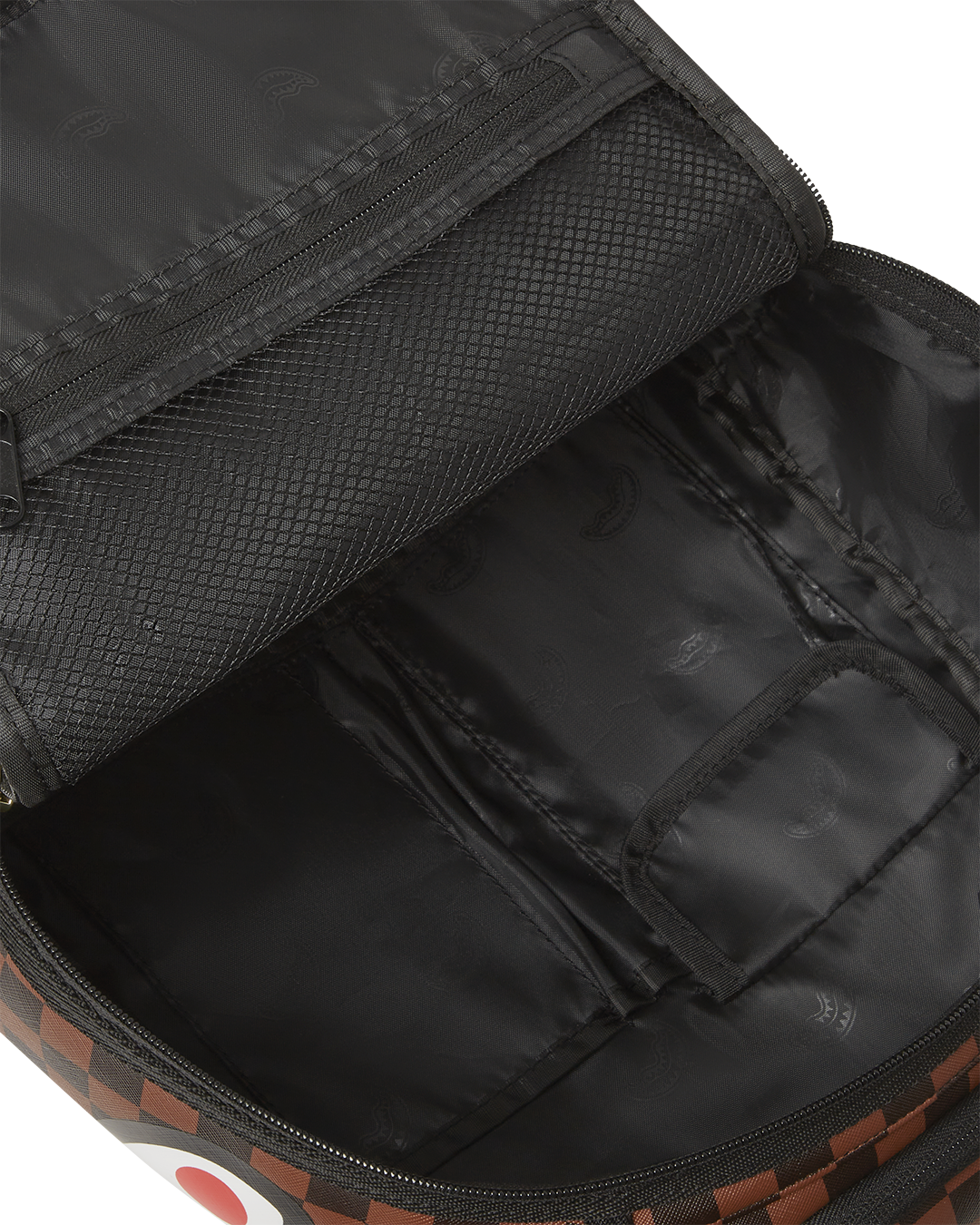 Close-up of adjustable skateboard straps on faux leather backpack.