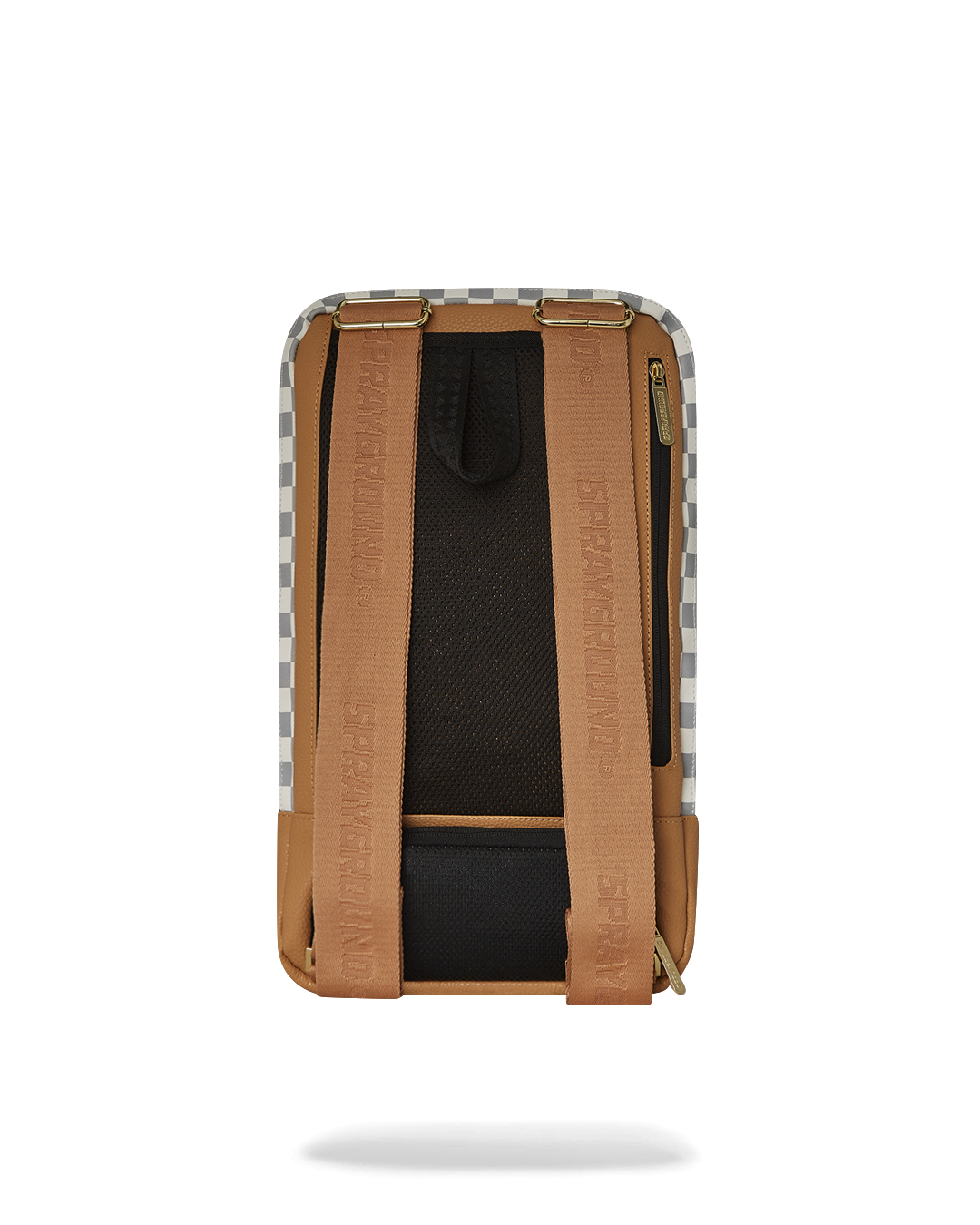 Henny Latte small faux leather backpack in an outdoor setting.