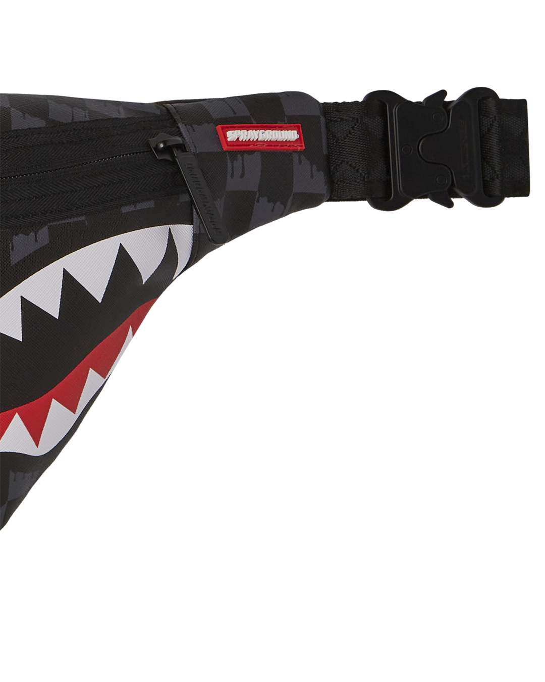 Close-up of the adjustable strap on the Vapor Shark crossbody bag.